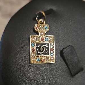 Iconic Logo Perfume Bottle Charm Multicolor Gems